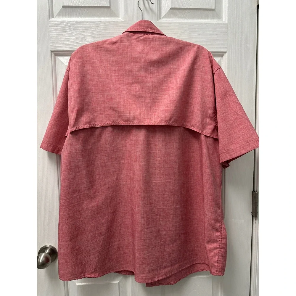 IZOD Saltwater Mens XXL Red Heather Short Sleeve Vented Fishing Shirt